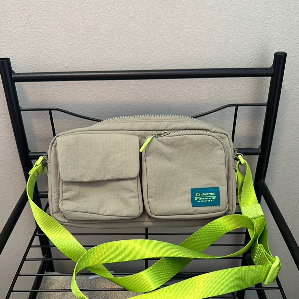 lululemon athletica Crossbody Bag in Gray and Neon Green